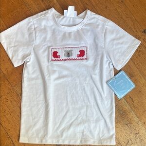 Classic White Kids Shirt with UGA Football and Bulldog Accents